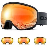 Odoland Photochromic Ski Goggles for Sunny and Cloudy Days, AntiFog OTG UV400 Protection Snowboard Goggles for Unisex Adult Men Women Youth, Helmet C