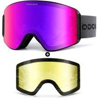 Odoland Ski Goggles Set with Detachable Magnetic Lens, Frameless Interchangeable Lens for Cloudy or Sunny, AntiFog UV Protection Men Women Snow Goggl