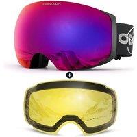Odoland Unisex Ski Goggles for Men, Women and Boys  Frameless Snowboard Goggles With Magnetic Interchangeable Lens, UV Protection, Antifog, Helmet C
