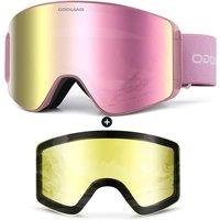 Odoland Ski Goggles Set with Detachable Magnetic Lens, Frameless Interchangeable Lens for Cloudy or Sunny, Anti-Fog UV Protection Men Women Snow Goggl