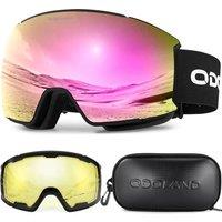 Odoland OTG Ski Goggles Set with Detachable Lens, Interchangeable Lens, AntiFog 400 UV Protection Snow Goggles for Men and Women, Helmet Compatible V