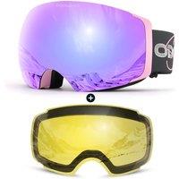 Odoland Unisex Ski Goggles for Men, Women and Boys  Frameless Snowboard Goggles With Magnetic Interchangeable Lens, UV Protection, Antifog, Helmet C