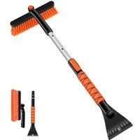 Odoland Car Snow Brush with Ice Scraper 86cm Extendable Car Snow Remove Tools for Car Windshield with Foam Grip and 360 Pivoting Brush Head for Chri