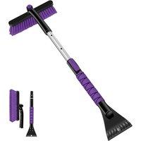 Odoland Car Snow Brush with Ice Scraper 86cm Extendable Car Snow Remove Tools for Car Windshield with Foam Grip and 360 Pivoting Brush Head for Chri