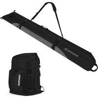 Odoland 2M Ski Bag & 50L Boot Backpack Combo, Padded Snowboard Bags & Ski Boot Bag for Air Travel, Waterproof Snow Ski Bags Fit Skis Up to 200CM for S