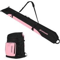 Odoland 2M Ski Bag & 50L Boot Backpack Combo, Padded Snowboard Bags & Ski Boot Bag for Air Travel, Waterproof Snow Ski Bags Fit Skis Up to 200CM for S