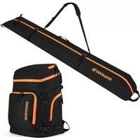 Odoland 2M Ski Bag & 50L Boot Backpack Combo, Padded Snowboard Bags & Ski Boot Bag for Air Travel, Waterproof Snow Ski Bags Fit Skis Up to 200CM for S