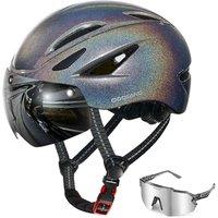 Odoland Bike Helmet  Adult Bicycle Helmet with Detachable Magnetic Goggles Visor  Mountain Road Cycling Certified Lightweight Helmet Adjustable for