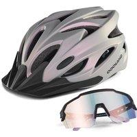 Odoland Flash Bike Helmet with Cycling Sunglasses - Adult Cycling Helmets for Road Bike Mountain Bike - Adjustable Lightweight Cycling Helmet for Men