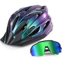 Odoland Flash Bike Helmet with Cycling Sunglasses - Adult Cycling Helmets for Road Bike Mountain Bike - Adjustable Lightweight Cycling Helmet for Men
