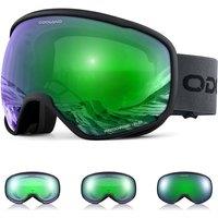 Odoland Photochromic Ski Goggles for Sunny and Cloudy Days, AntiFog OTG UV400 Protection Snowboard Goggles for Unisex Adult Men Women Youth, Helmet C