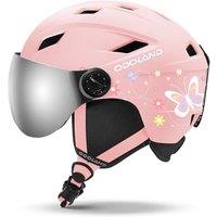 Odoland Kids Ski Helmet with Visor Goggles for Boys Girls, Adjustable Toddler Snowboard Helmet with Magnetic Buckle Strap for Children Ages 3-12 for S