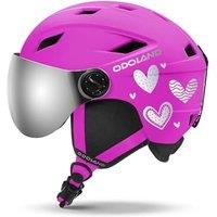 Odoland Kids Ski Helmet with Visor Goggles for Boys Girls, Adjustable Toddler Snowboard Helmet with Magnetic Buckle Strap for Children Ages 312 for S