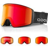 Odoland Photochromic Ski Goggles for Sunny and Cloudy Days, AntiFog OTG UV400 Protection Cylinder Snowboard Goggles for Adult Men Women Youth, Helmet