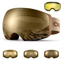 Odoland Unisex Ski Goggles for Men & Women  Photochromic Frameless Snowboard Goggles with Magnetic Interchangeable Lens, UV 400, Antifog, Helmet Com