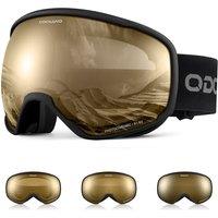 Odoland Photochromic Ski Goggles for Sunny and Cloudy Days, AntiFog OTG UV400 Protection Snowboard Goggles for Unisex Adult Men Women Youth, Helmet C