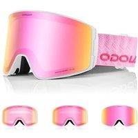 Odoland Photochromic Ski Goggles for Sunny and Cloudy Days, AntiFog OTG UV400 Protection Cylinder Snowboard Goggles for Adult Men Women Youth, Helmet