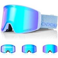 Odoland Photochromic Ski Goggles for Sunny and Cloudy Days, AntiFog OTG UV400 Protection Cylinder Snowboard Goggles for Adult Men Women Youth, Helmet