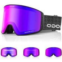 Odoland Photochromic Ski Goggles for Sunny and Cloudy Days, AntiFog OTG UV400 Protection Cylinder Snowboard Goggles for Adult Men Women Youth, Helmet