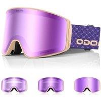 Odoland Photochromic Ski Goggles for Sunny and Cloudy Days, AntiFog OTG UV400 Protection Cylinder Snowboard Goggles for Adult Men Women Youth, Helmet