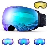 Odoland Unisex Ski Goggles for Men & Women  Photochromic Frameless Snowboard Goggles with Magnetic Interchangeable Lens, UV 400, Antifog, Helmet Com