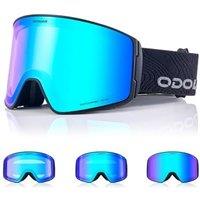Odoland Photochromic Ski Goggles for Sunny and Cloudy Days, AntiFog OTG UV400 Protection Cylinder Snowboard Goggles for Adult Men Women Youth, Helmet