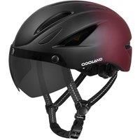 Odoland Adult Bike Helmets, Bike Helmets,Gradient Black Red,Goggles,Black