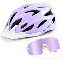 Odoland Adult Bike Helmets Set, Bike Helmets,Gradient Purple White, Sunglasses,Purple
