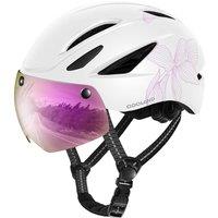 Odoland Bike Helmet - Adult Bicycle Helmet with Detachable Magnetic Goggles Visor - Mountain Road Cycling Certified Lightweight Helmet Adjustable for