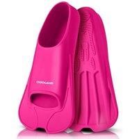 Odoland Premium Swim Fins, Light Weight Snorkel Training Fins Adjustable Feet Fins for Swimming Snorkeling Diving, Silicone Smooth Swimming Flippers M