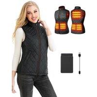 Heated Vest for Women,Heated Gilet with 12000mAh Battery Pack,Lightweight Thermal Body Warmer, Slim Fit Electric Rechargeable Heated Jacket XL Black