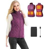 Heated Vest for Women,Heated Gilet with 12000mAh Battery Pack,Lightweight Thermal Body Warmer, Slim Fit Electric Rechargeable Heated Jacket XL Purple