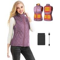 Heated Vest for Women,Heated Gilet with 12000mAh Battery Pack,Lightweight Thermal Body Warmer, Slim Fit Electric Rechargeable Heated Jacket L Lilac