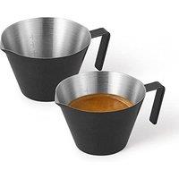 MHW3BOMBER 100ml Minimalist Measuring Cup 2 Packs, Stainless Steel Espresso Cups with Handle, Pouring Cup for Barista, Coffee Accessories Matte Black