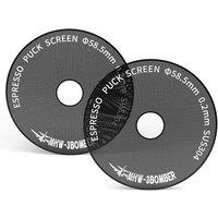 MHW3BOMBER 58.5mm Espresso Puck Screen 2Pcs, 0.2mm UltraThin Espresso Puck with Round Hole, 58.5mm Reusable Titanium Coating Metal Coffee Filter Com