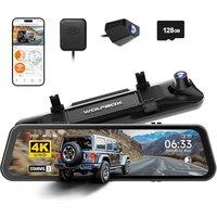 WOLFBOX G900 PRO Mirror Dash Cam with STARVIS 2 IMX678, 12 inches Rear View Mirror Camera with Front 4K and Rear 2.5K, Included 128GB Card, Voice Cont