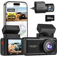 WOLFBOX X3 2.5K 60FPS Dash Cam, STARVIS 2 IMX675 with ADAS, 2.5K+1080P Dash Cam Front and Rear, Builtin 5.8GHz WiFi & GPS, GSensor, Loop Recording,