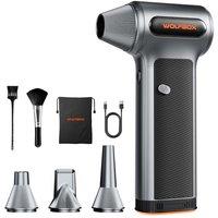 WOLFBOX MF200 Electric Air Duster with Removable Battery, Super Power Cordless Blower  3Speed Adjustable, Long Life Mini Air Duster with 4 Nozzles f