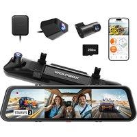 WOLFBOX G900 Tripro Cabin Version 3 Channel 4K Rear View Mirror Camera, 4K+1080P+2.5K Front Inside and Rear Mirror Dash Cam, STARVIS 2 IMX678 Night Vi