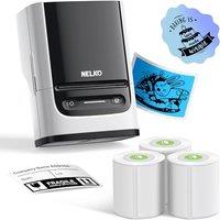 Nelko Label Maker Machine with Ribbon, PM220 Bluetooth Label Printer, 5 cm Portable Thermal Printer for Small Businesses, Logos, Clothing, Printer for
