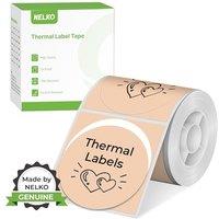 Nelko PM220 Thermal Labels, 2 inch Round, Waterproof, MultiPurpose Tape, 1 Roll of 150 SelfAdhesive Thermal Paper (Khaki)