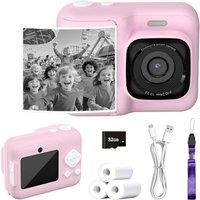 Instant print camera (with 3 rolls of photo paper included), Portable Thermal Printer with2.4inch Screen, USB Charging, Monochrome Output, an excellen