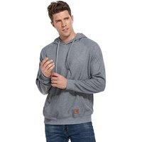 VICT POPU Hoodies For Men UK Jumpers Pullover Hooded Sweatshirts Plaid Jacquard Long Sleeve Drawstring Work Hipster Casual Hoodie L Hemp Ash