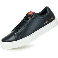 Mens Trainers Casual Walking Shoes Slip on Leather Low-Top Lace Up Tennis Gym Shoes Golf Sports Outdoor Sneakers 6 UK Black