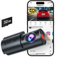 REDTIGER 4K Dash Cam Front, Mini dashcam with WiFi, Antitheft Car Camera with Night Vision, WDR, 24H Parking Mode, Loop Recording, Twostep Installat