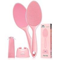 Sunivaca 2Sided Glass Foot File Callus Remover for Feet  Safe, Effective Yet Gentle Feet Scrubber Dead Skin Remover with Long Handle & Drain Stand,