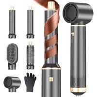 Hair Dryer Brush, 5-in-1 Hot Air Brush, Blow Dryer & Styler with Detachable Heads (Curling Wand, Volumizing Brush, Straightener, Curler), Travel Haird
