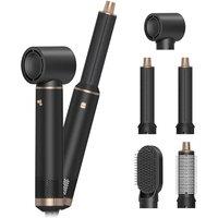 Hair Dryer Brush, 5-in-1 Hot Air Brush, Blow Dryer & Styler with Detachable Heads (Curling Wand, Volumizing Brush, Straightener, Curler), Travel Haird