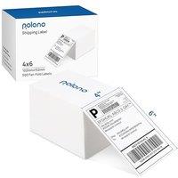 Thermal Labels, POLONO 4 x 6100mm150mm Direct Thermal Shipping Labels (Pack of 500), Perforated Fanfold Labels Compatible with POLONO PL60 L