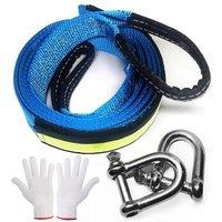 MAIKEHIGH Tow Rope 5mx5cm, Heavy Duty Recovery Towing Strap 8 Ton (17,600 lbs) with 2 AntiProof Gloves, 2 Shackles, Refective Strip for Car, Truck, O